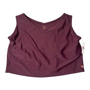 Honey Mark Swim Tank Top Women‎ 3XL Burgundy V-Neck Water Resistant NEW
